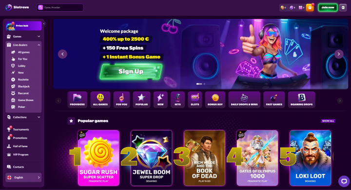 Slotrave Casino Screen